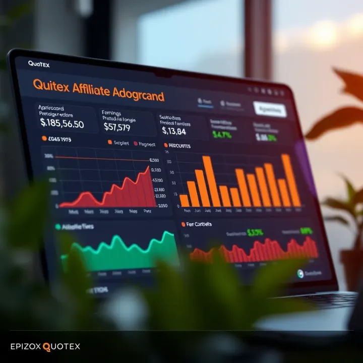 Dashboard showcasing affiliate earnings and performance metrics on Quotex platform