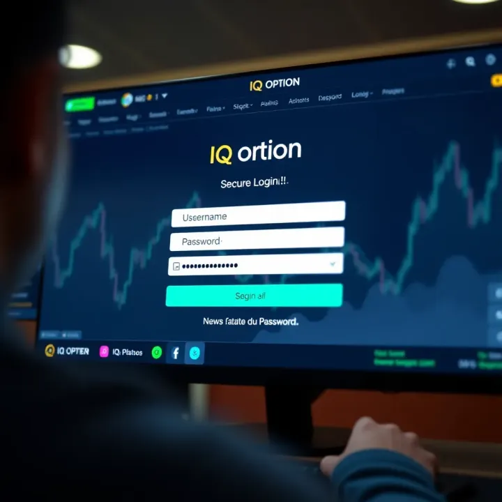 Secure login interface of IQ Option platform displaying username and password fields