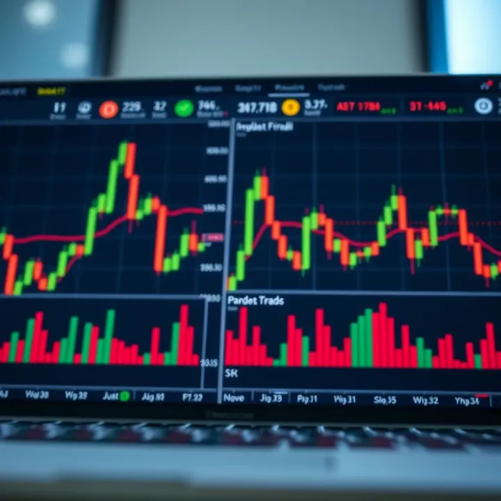 Overview of Chart Types on IQ Option Detailed view of different chart types on the IQ Option trading platform showcasing candlestick and line charts