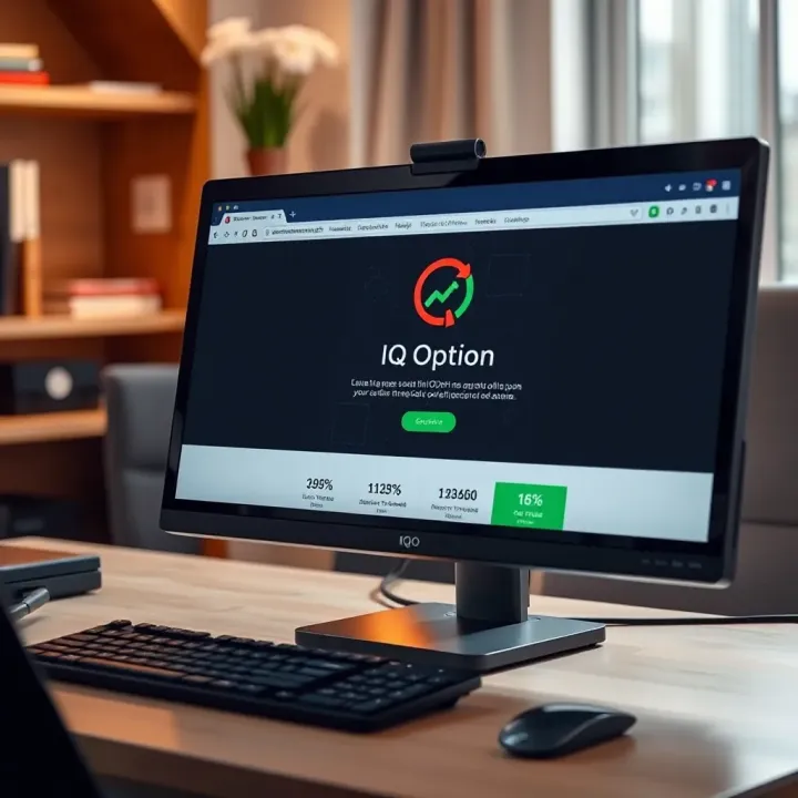 Screenshot of the official IQ Option download page on a computer screen