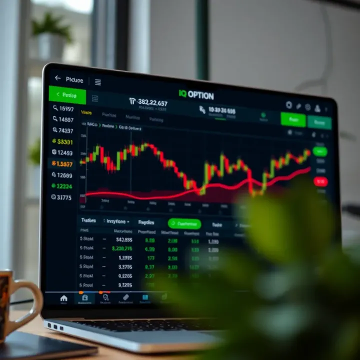 Overview of IQ Option platform user interface showing investment options and trading charts