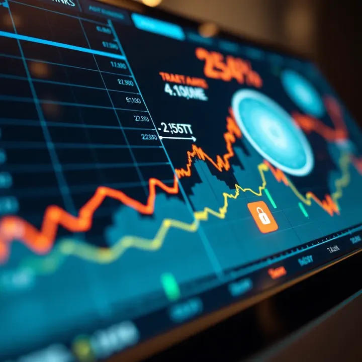 Graph showcasing growth trends and secure online trading environment