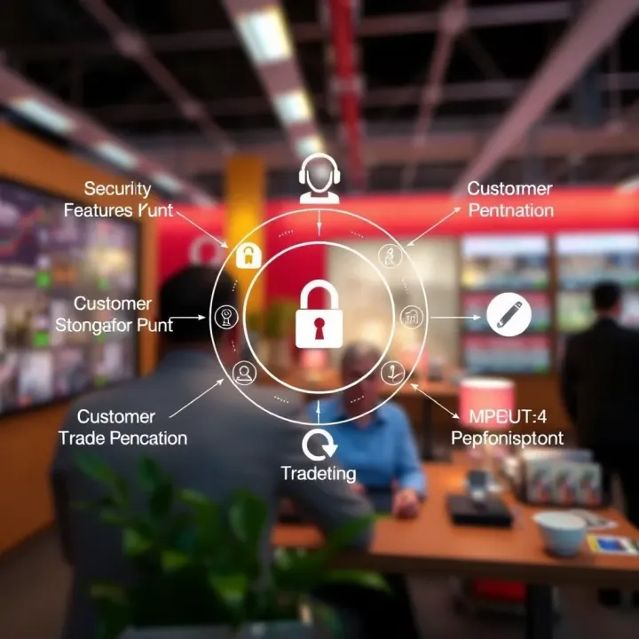 Diagram illustrating security features and customer support options in IQ Option Traderoom platform