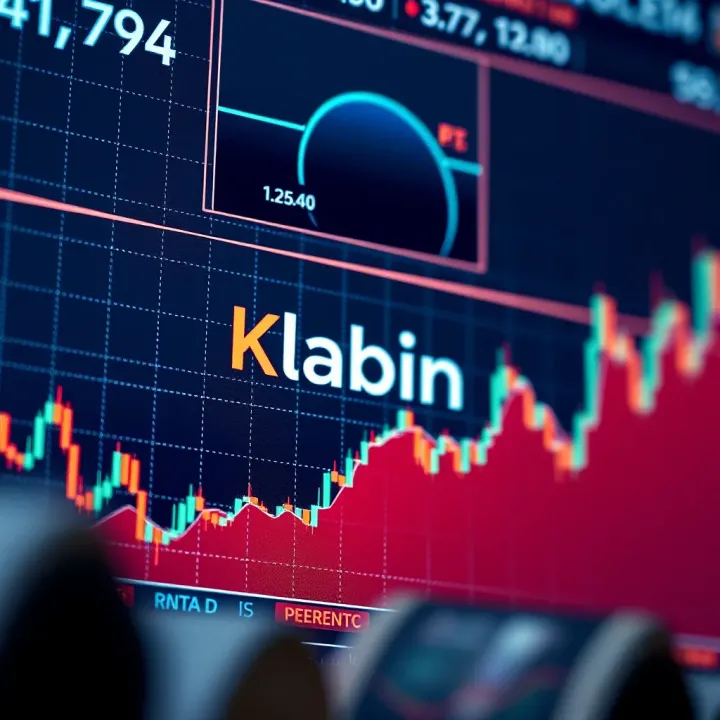 Stock market graph with Klabin company logo indicating investment growth potential