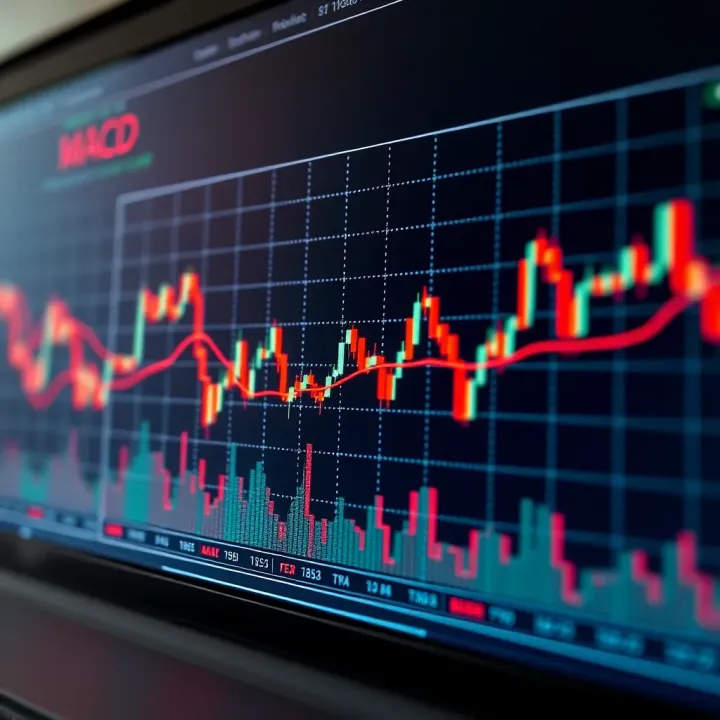 Chart showing MACD indicator with signal and histogram highlighting trend changes