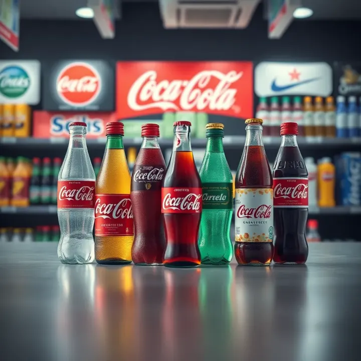 Global beverage market competitors showcasing diverse product ranges and brand logos