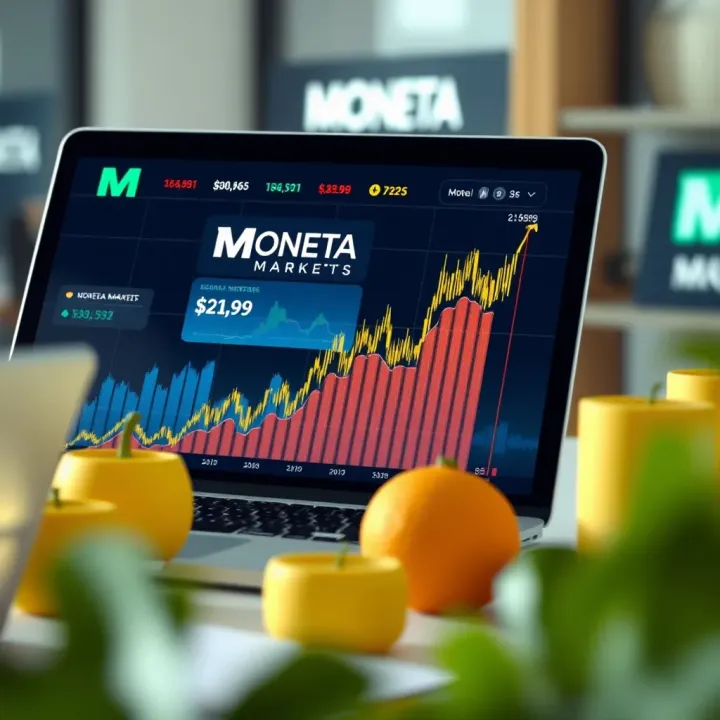 Graph illustrating global financial market trends with Moneta Markets branding