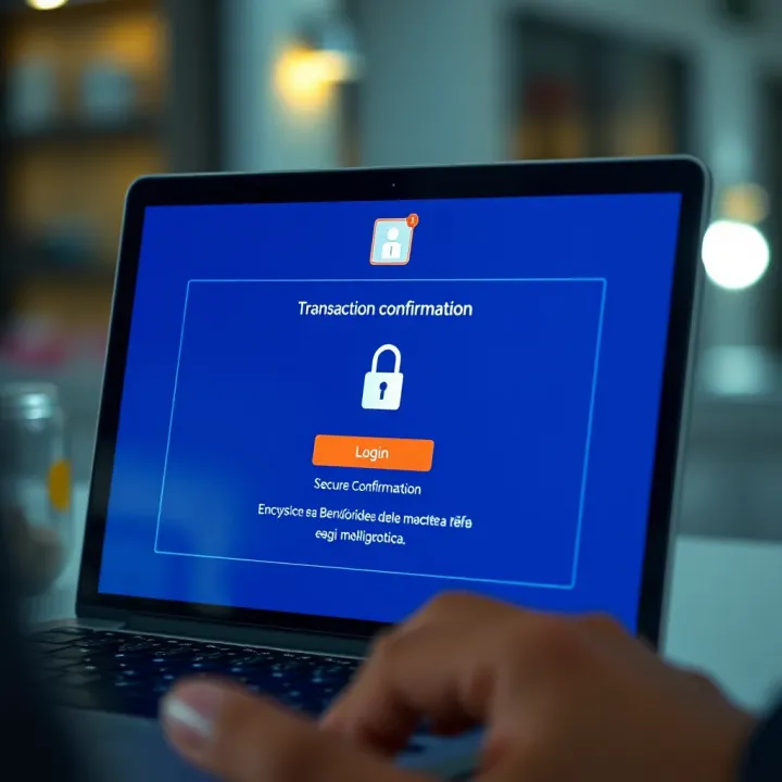 Secure transaction confirmation screen highlighting encryption and secure login features