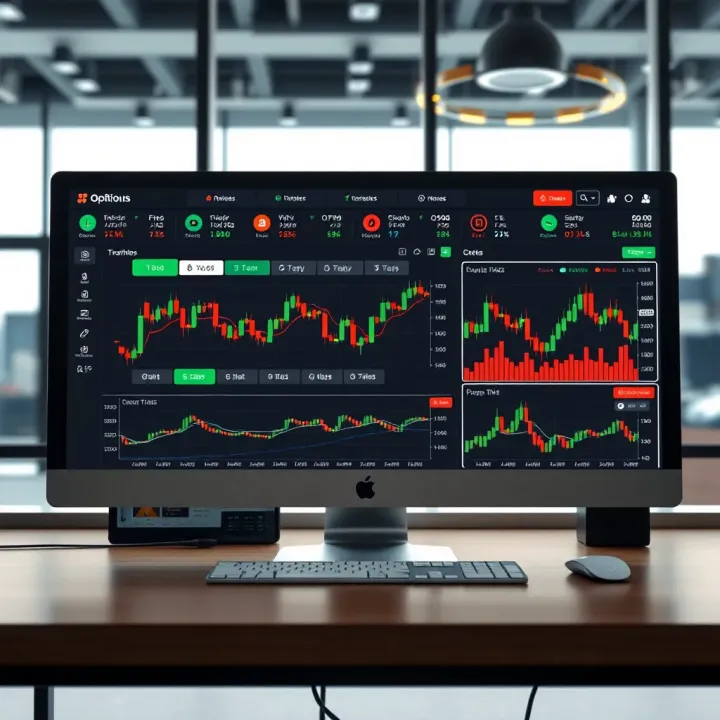 Interface displaying various trading options and charts on a financial platform