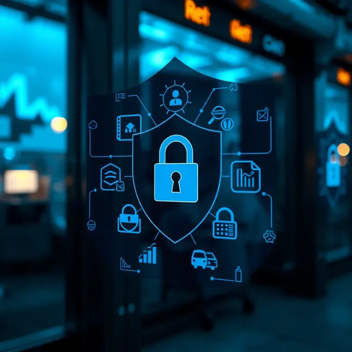 Security shield with regulatory compliance icons representing platform safety