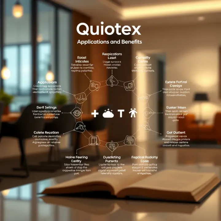 Diagram illustrating the various applications and benefits of Quiotex