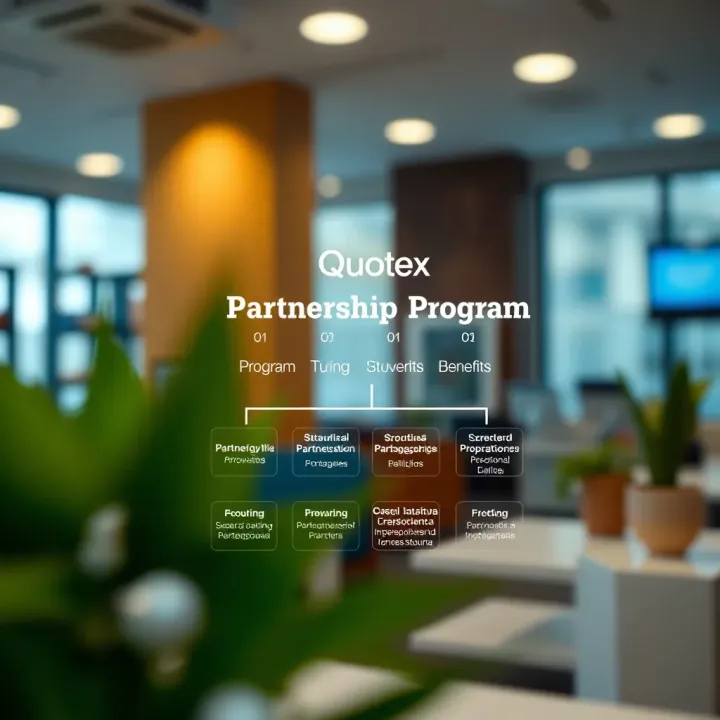 Diagram illustrating the partnership structure and benefits within the Quotex program