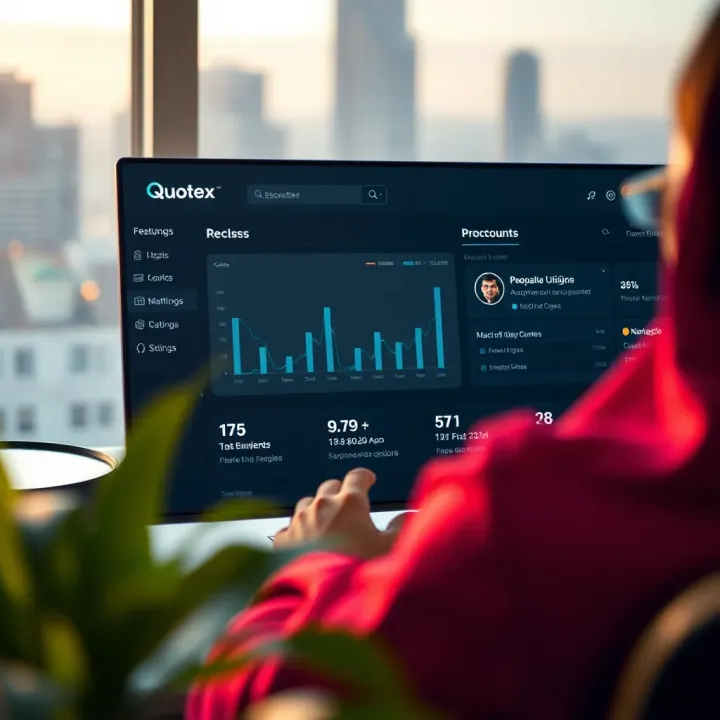 Dashboard showing main features and account options on Quotex platform