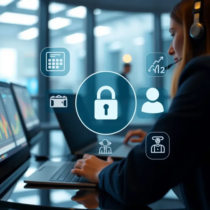 Security features and customer support icons representing safe and reliable online trading on Quotex