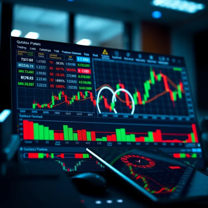 User interface showing trading charts and options on Quotex platform