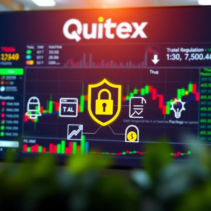 Illustration showing a digital trading platform with security icons representing regulation and trust