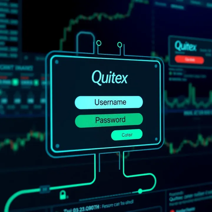 Secure login screen of Quotex platform showing username and password fields