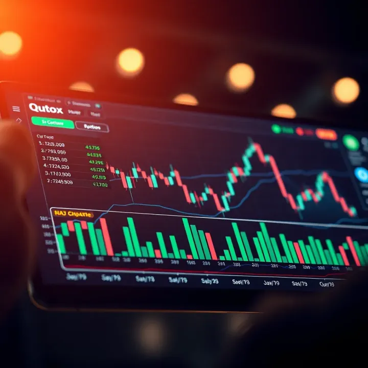 Graph illustrating Quotox platform interface with financial charts and trading options