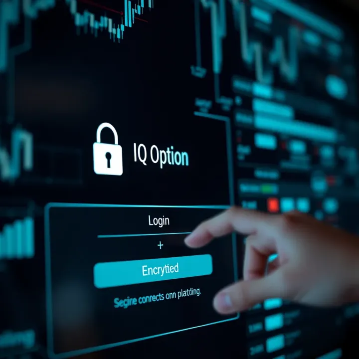 Secure login screen displaying encrypted connection for IQ Option platform