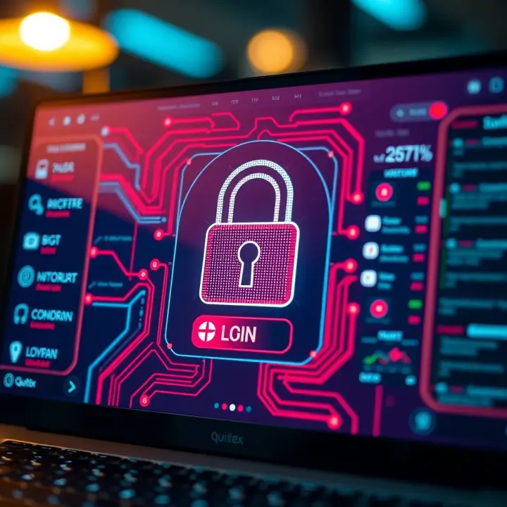 Secure login screen displaying encrypted connection on Quotex platform