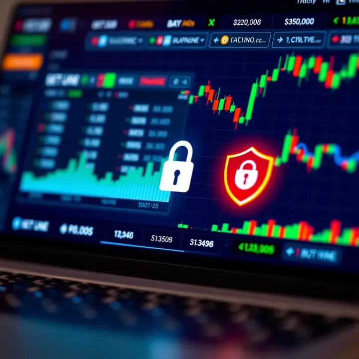 Secure and reliable trading platform showing encryption and protection symbols
