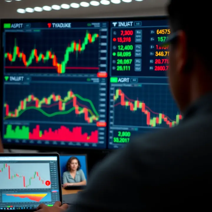 User interface displaying various financial charts and trading indicators on a digital platform