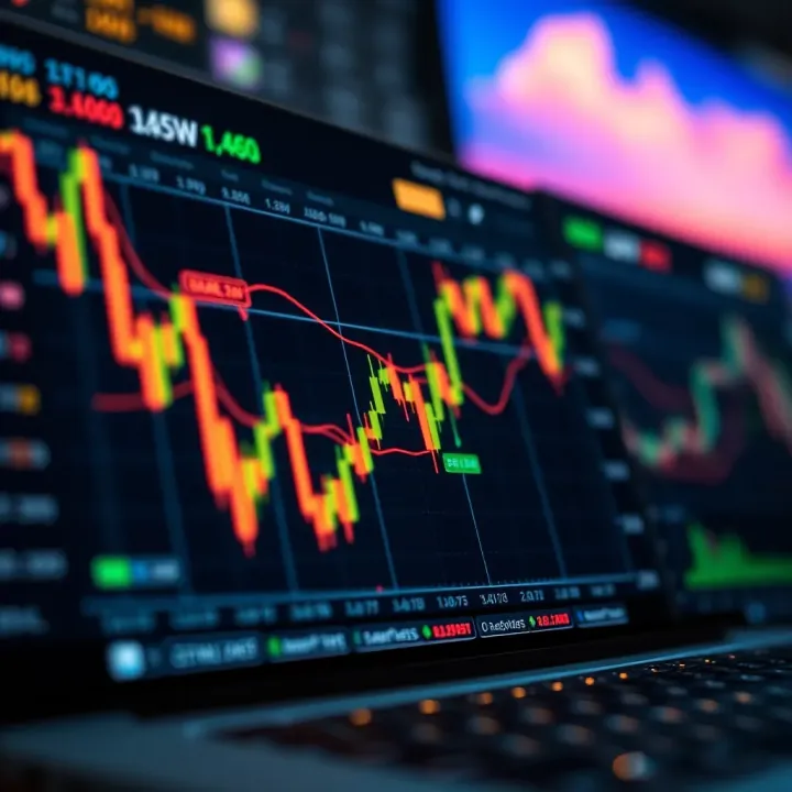 Graph displaying market asset trends and analysis on digital trading platform