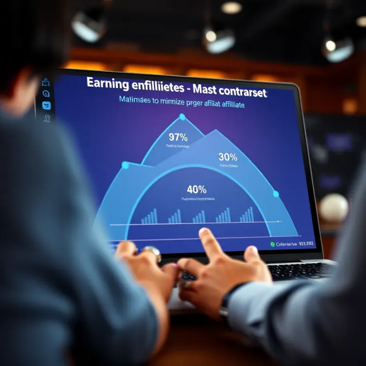 Graphic depicting strategies to maximize earnings in affiliate marketing on a digital platform