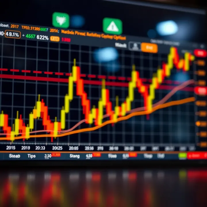 Graph displaying binary options strategy performance with trend lines and indicators