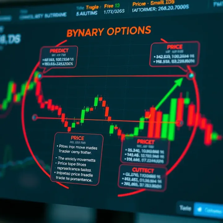 Diagram illustrating how binary options trading works with price movement predictions