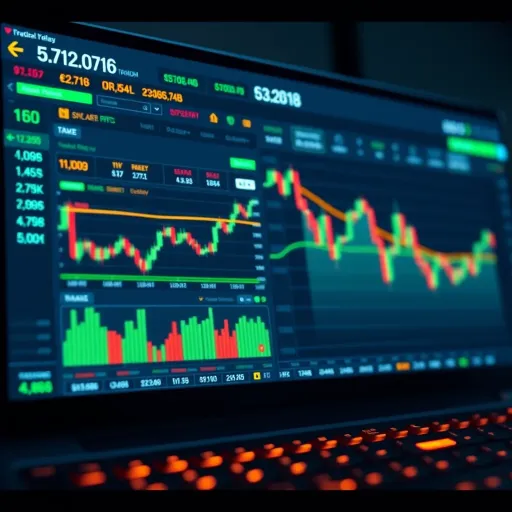 Virtual trading platform interface showing graphs and market data for practice trades