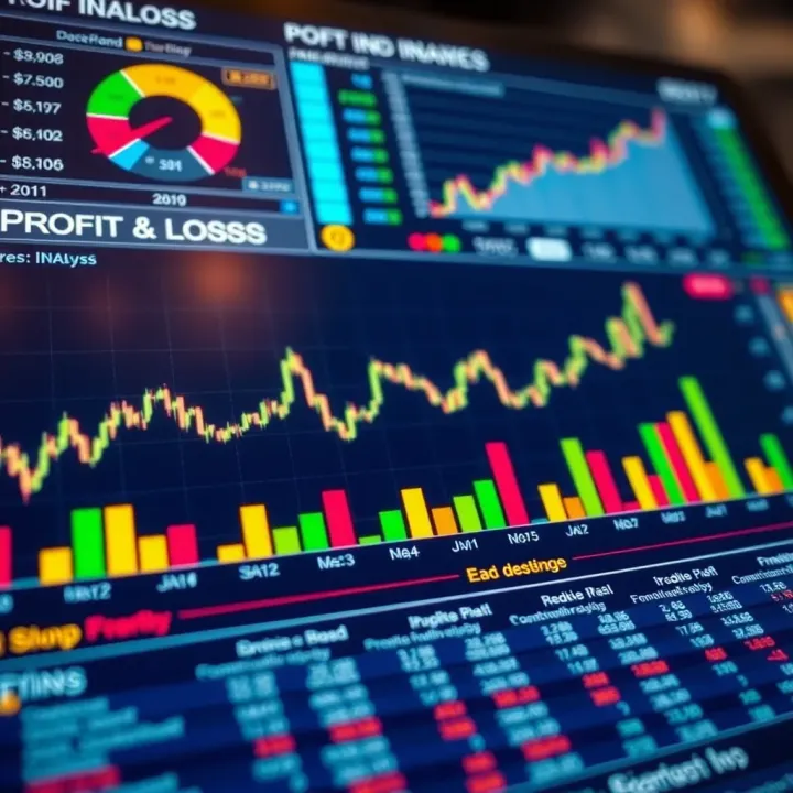Financial chart showing profit and loss analysis with highlighted key metrics