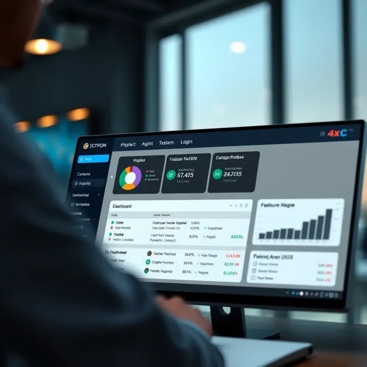 Navigating Features Within the 4xC System User interface showing dashboard and available functions after login